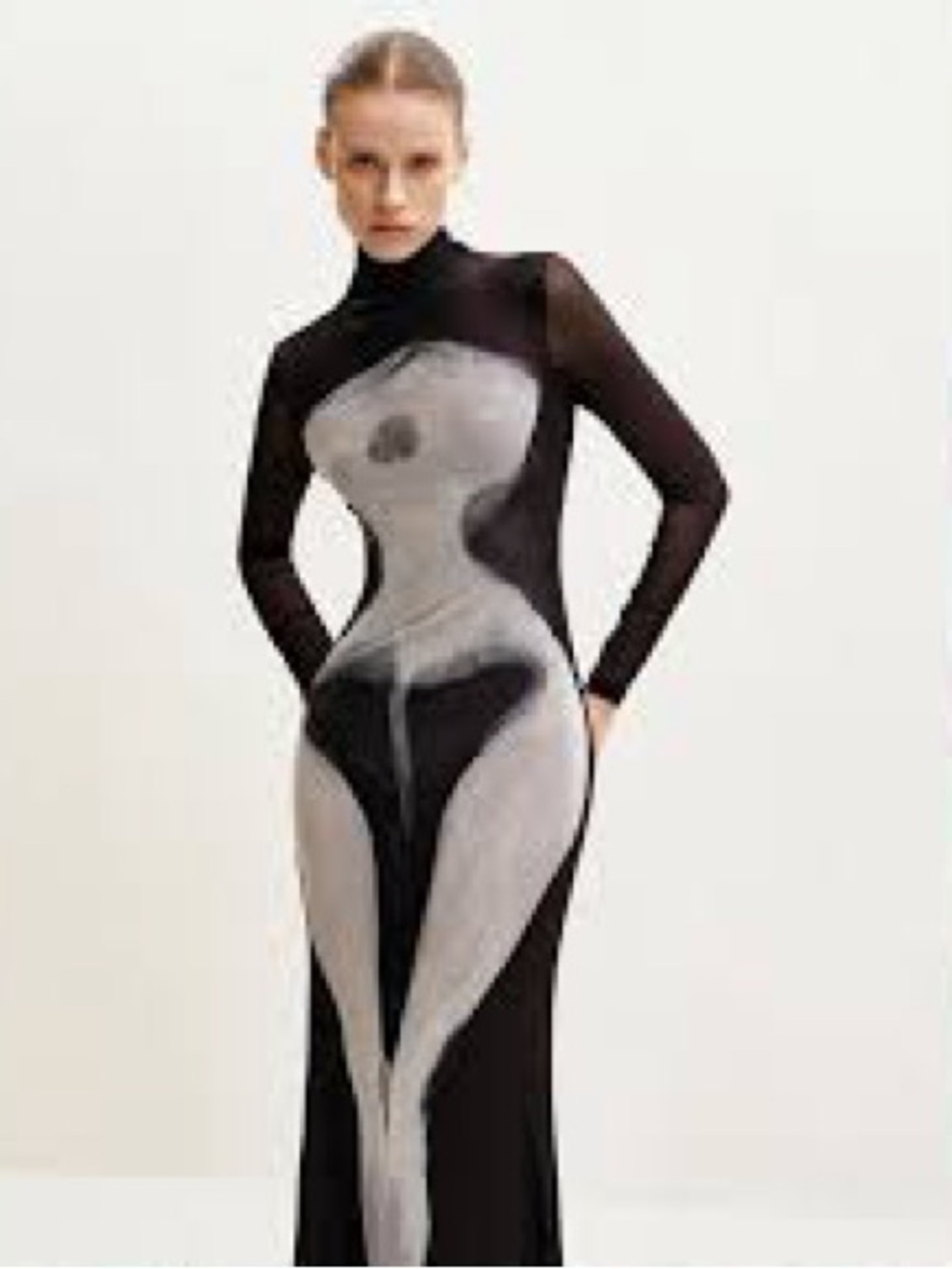 NWT Mesh Sheer JW PEI Dress Size 10 Medium Large Maxi Modern New Black Designer - Picture 2 of 16